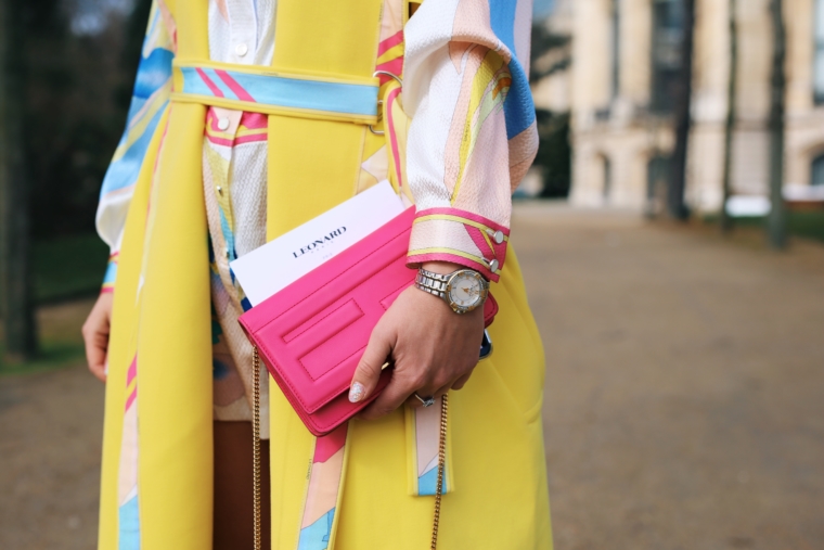 pink fendi bag with gold hardwear leonard dress maurice lacroic bicolor aikon watch with diamonds