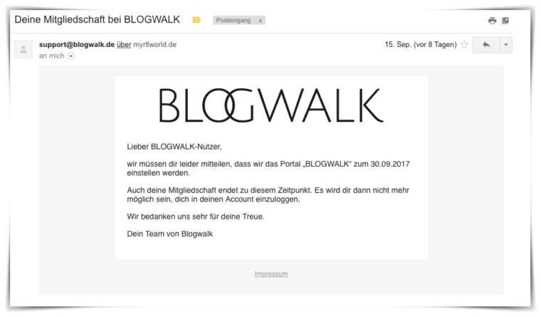 ende blogwalk wird eingestellt
