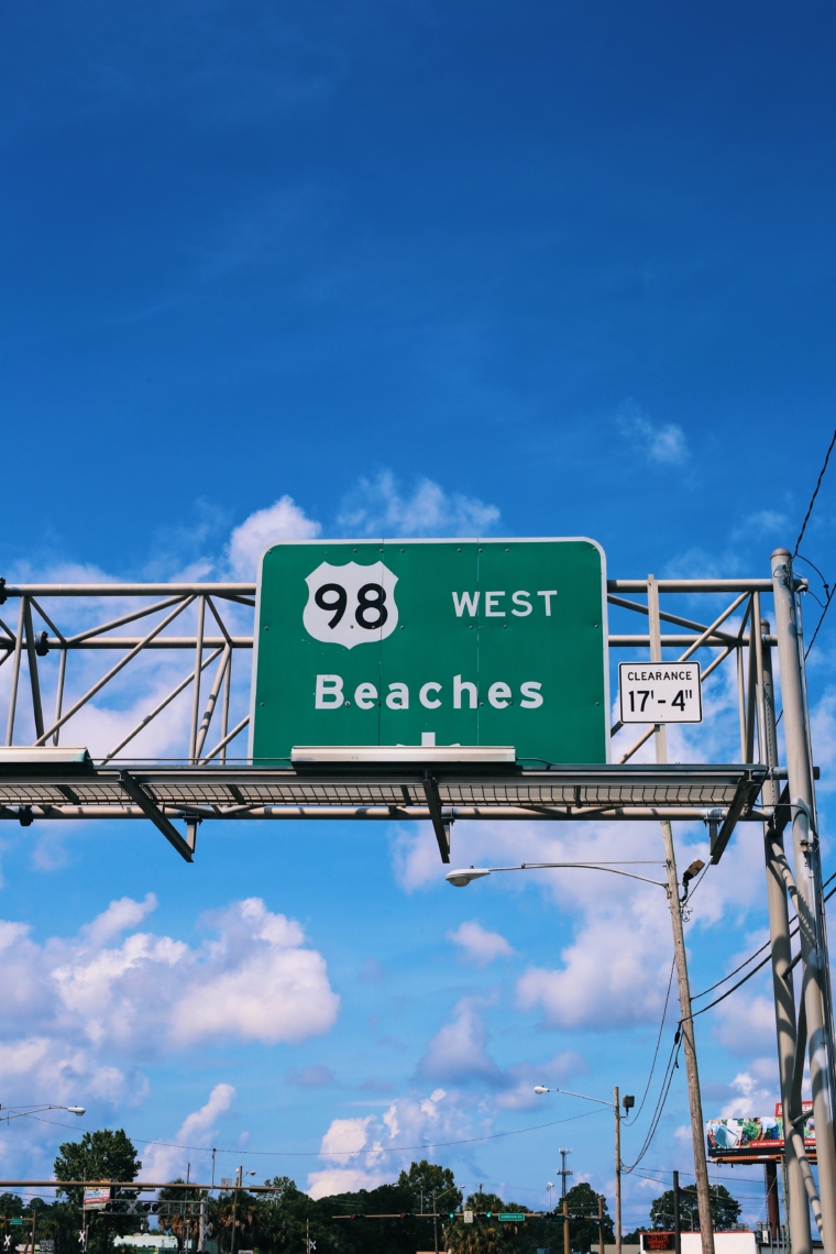 beaches sign florida highway road