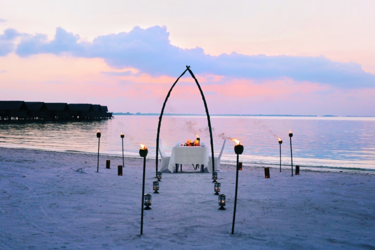 private dinner on the beach Shangri La's Villingili Resort & Spa Maldives