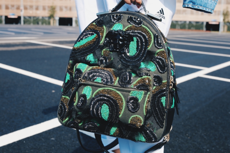 glitter black green versace mini back pack rucksack