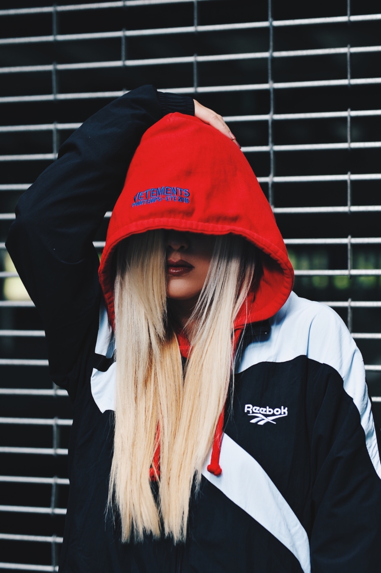 palina kozyrava wears vetements hoodie in red limited edition