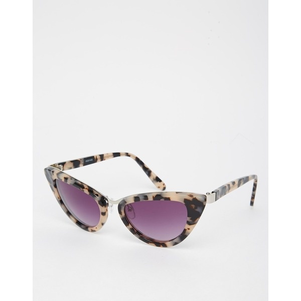 ASOS - Handgefertigte Sonnenbrille aus Acetat mit Katzenaugendesign und Nasensteg - Grau Türkis