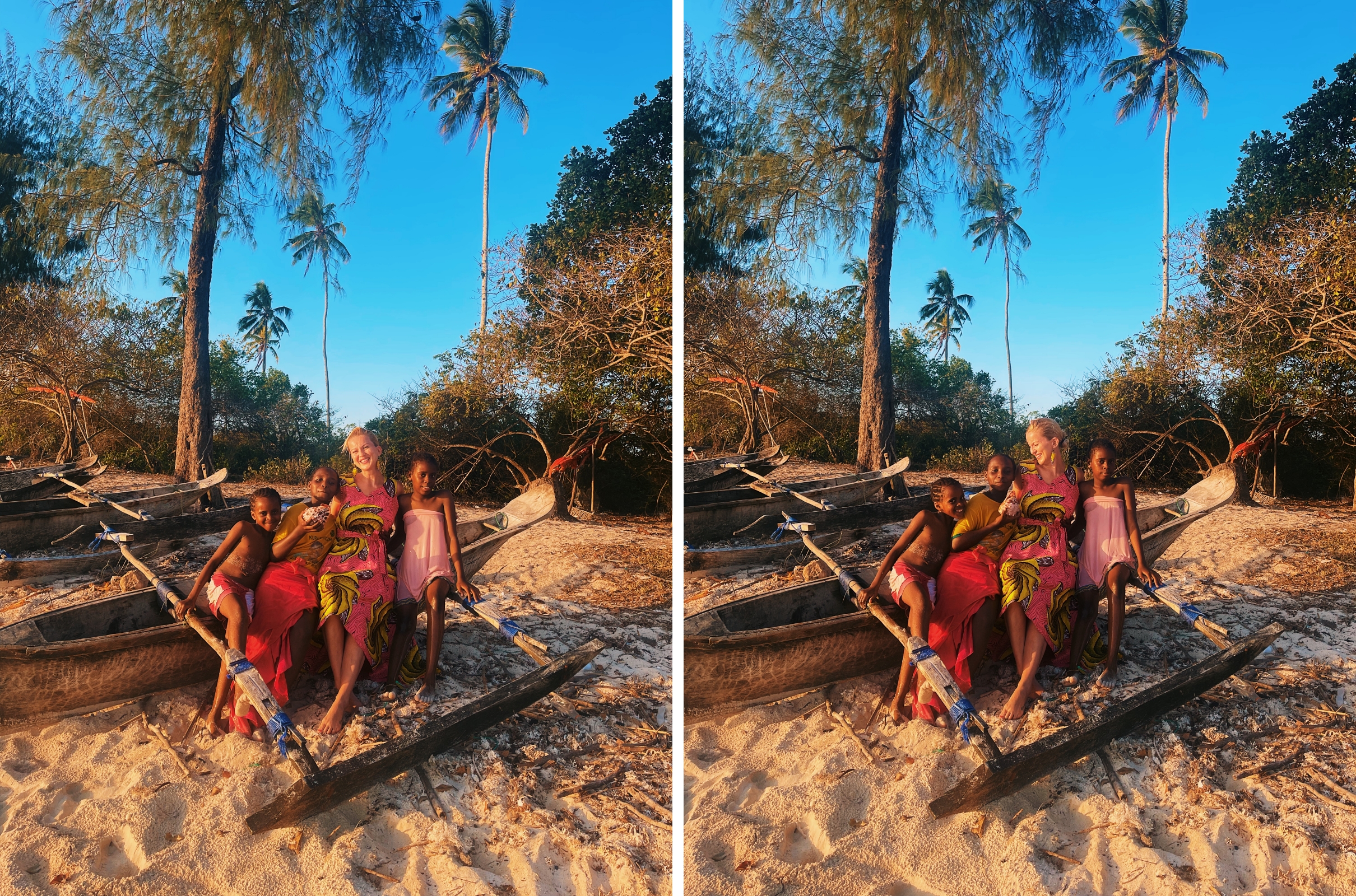 zanzibar tanzania beach sunset woman traditional dress with children