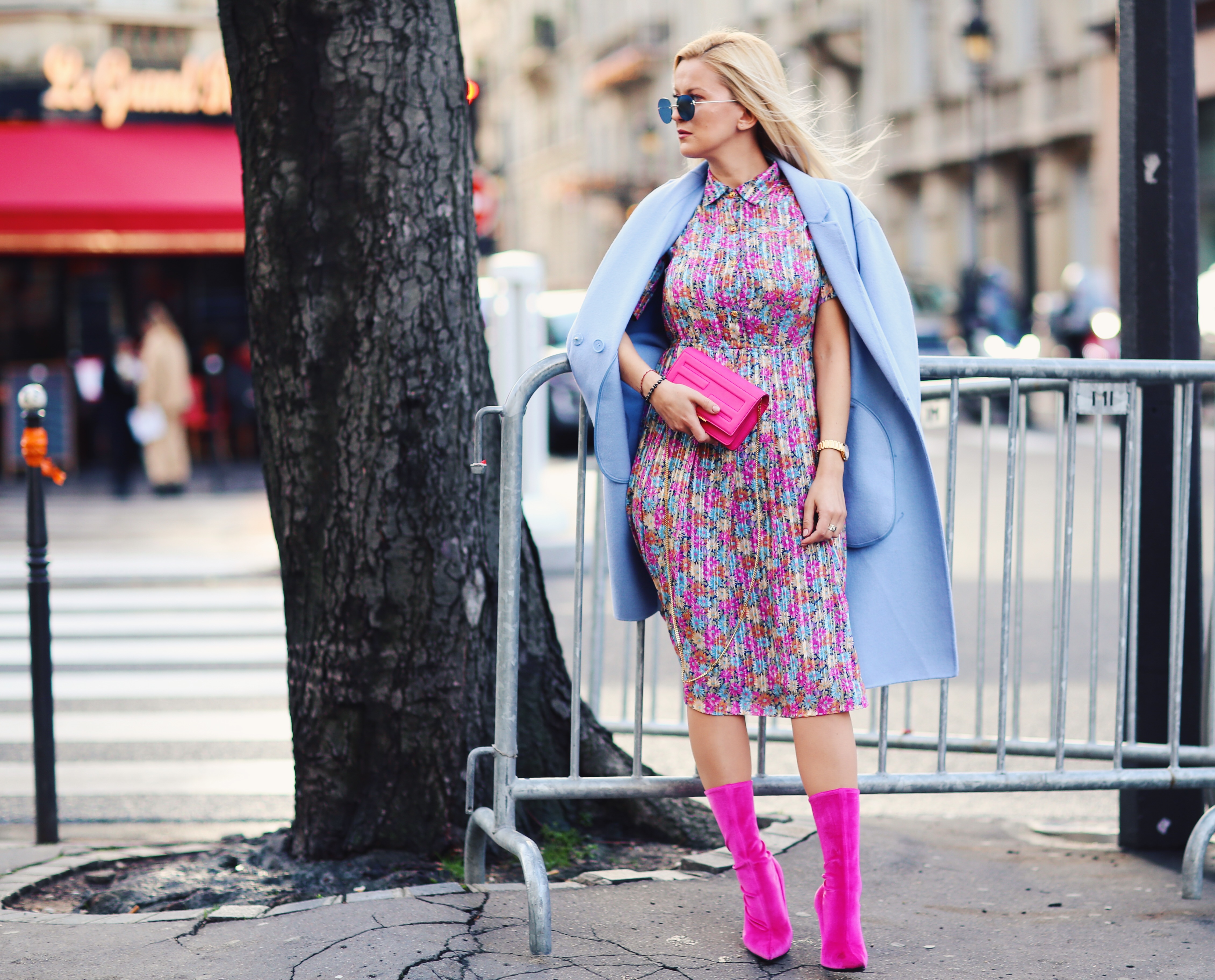 paris fashion week streetstyle vintage floral dress balenciaga style