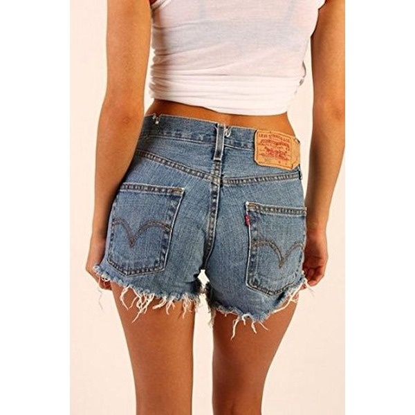 Levis Jeans shorts Damen Weinlese Mit Hoher Taille Denim Shorts Stein Wasch (32, Dark Denim)