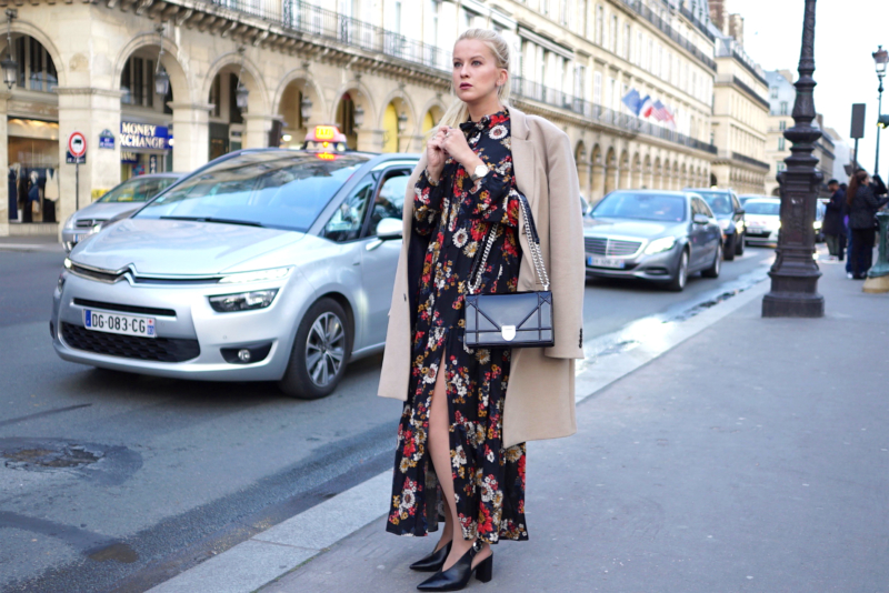 paris fashion week flower print dress