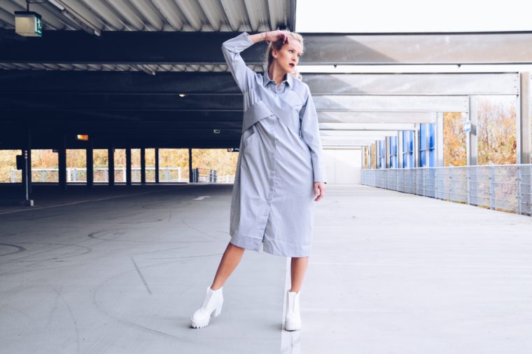 plateau traktor grobe sohle Stiefeletten weiß