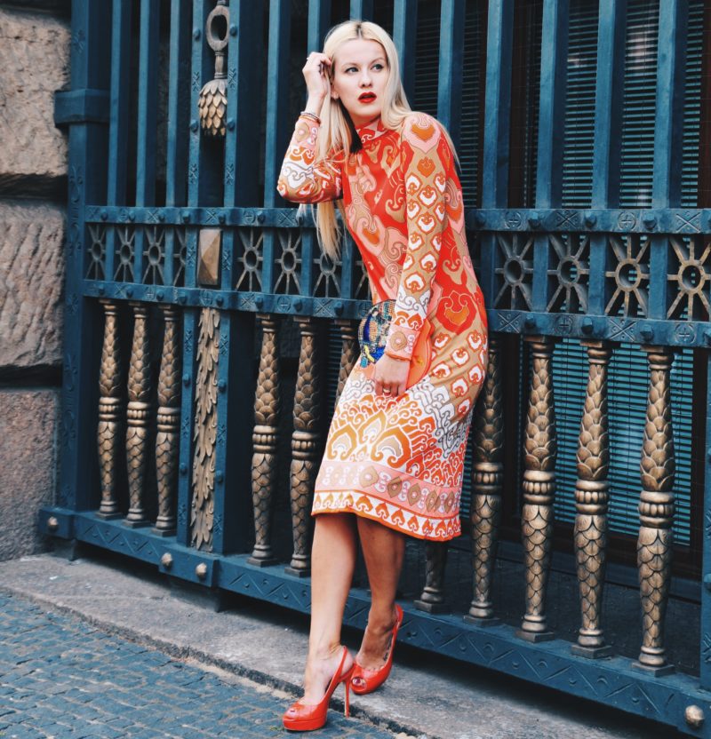 vintage leonard paris dress orange