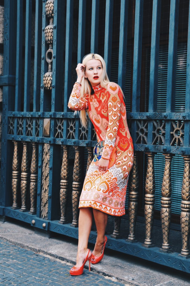 Leonard Paris Vintage Dress Orange 