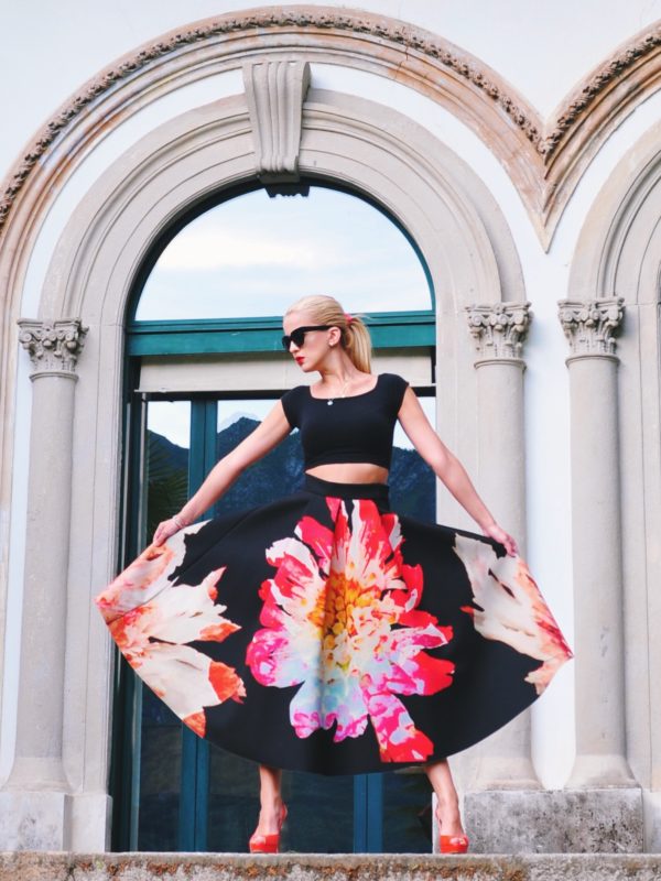 flower print midi skirt