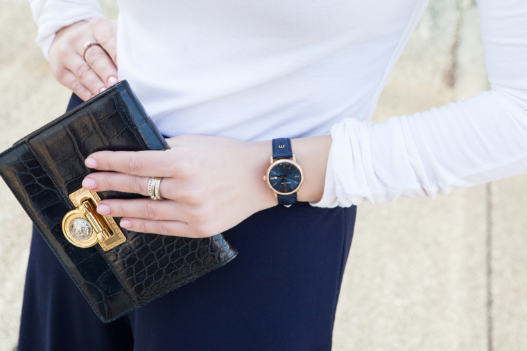 beuatiful dark blue eliros watch with gold elements maurice lacroix