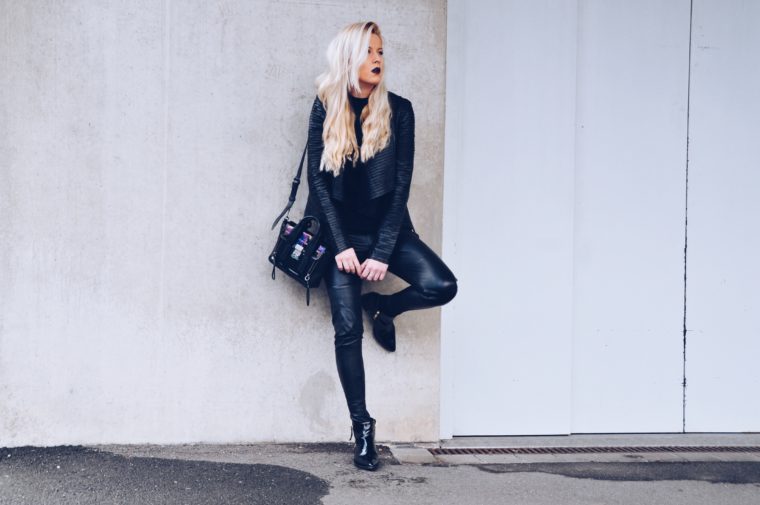 Freaky Nation Lederjacke schwarz edgy urban streetstyle look black