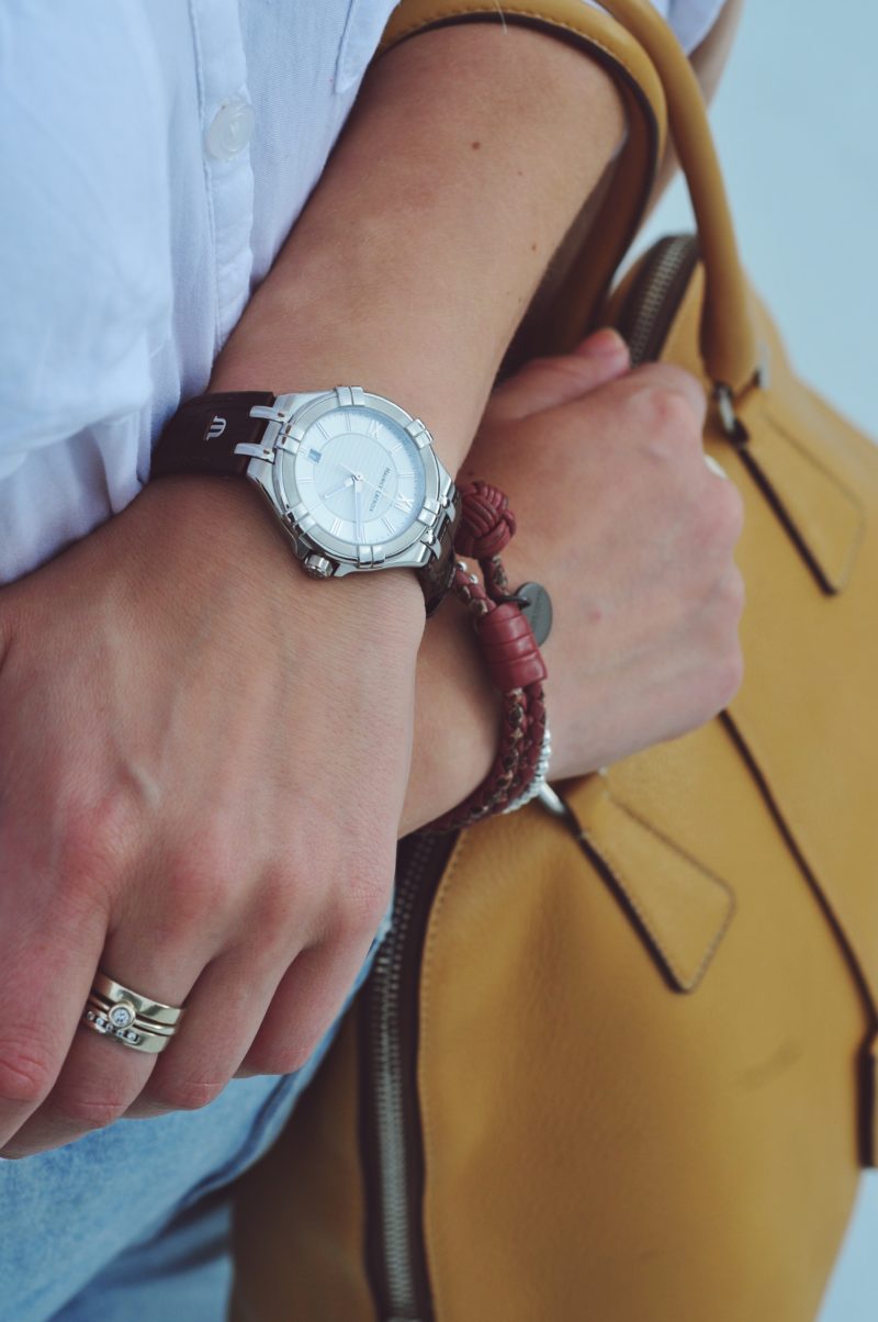 brown croco leather silver luxury watch maurice lacroix