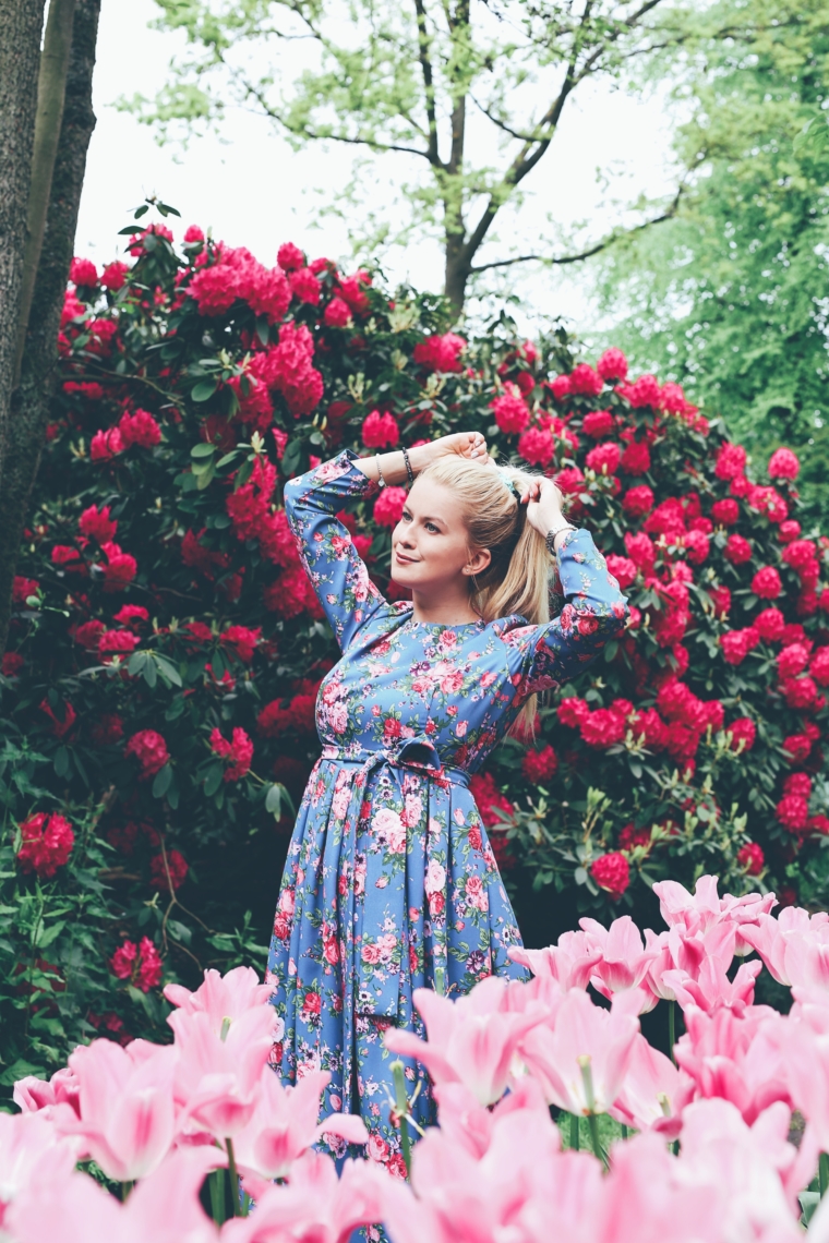 tulip fields shooting fashion floral print maxi dresses palina kozyrava