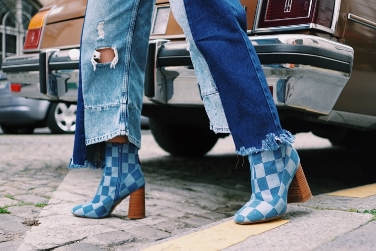 denim jeans boots high heels