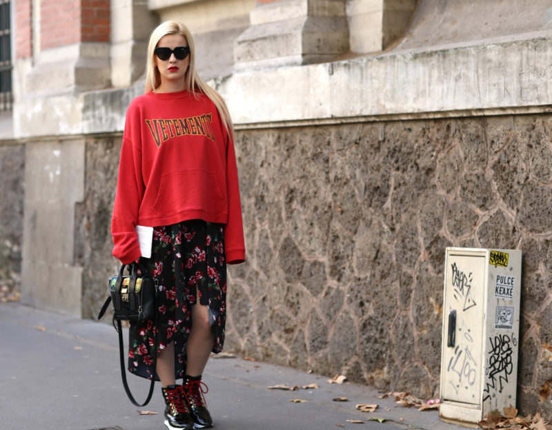 Paris, streetstyle, vetements hoodie, sweater, dress, Högl boots