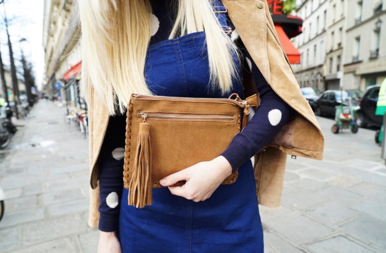 wildleder tasche clutch camel oasis