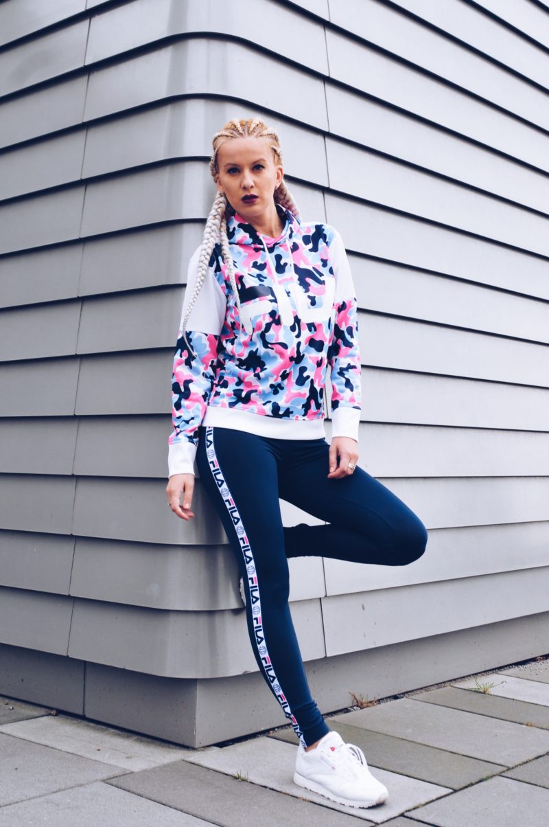 fila leggings, retro, logo print, hoodie