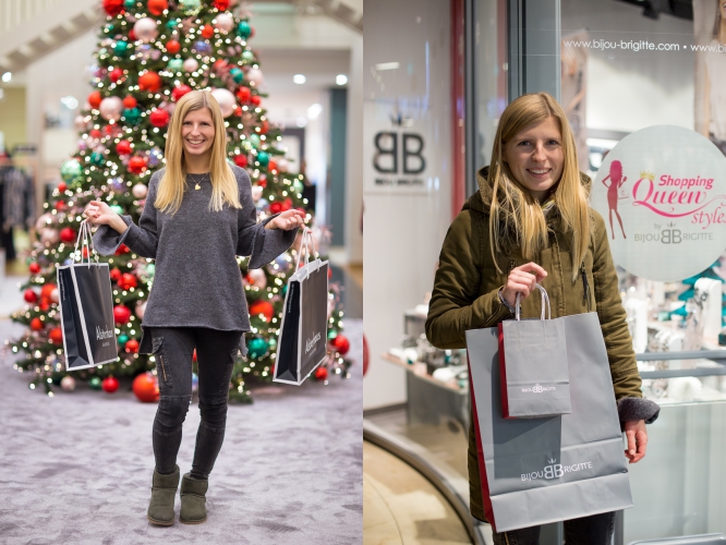 bijou brigitte, shopping queen hamburg gewinnerin, einkaufstüten, weihnachtsdekoration