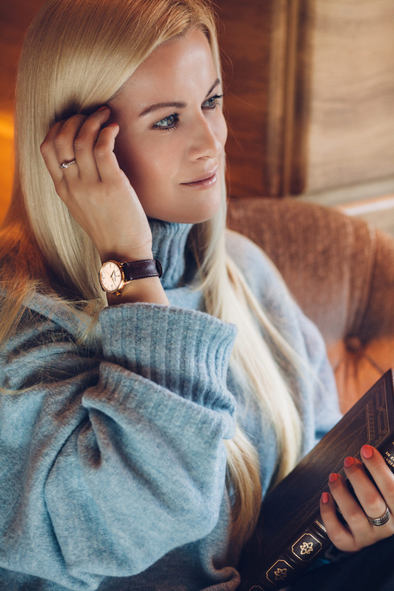 intelligent look, girl, student, luxury watch, brown gold