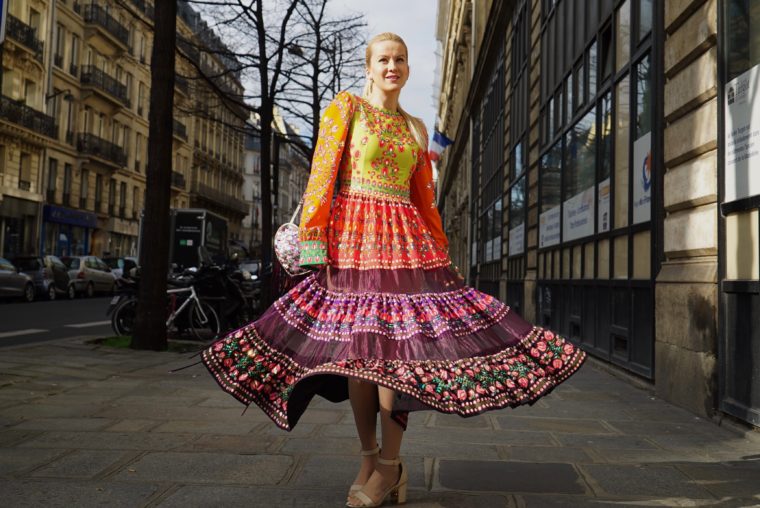 colorful dress for summer midi manish arora