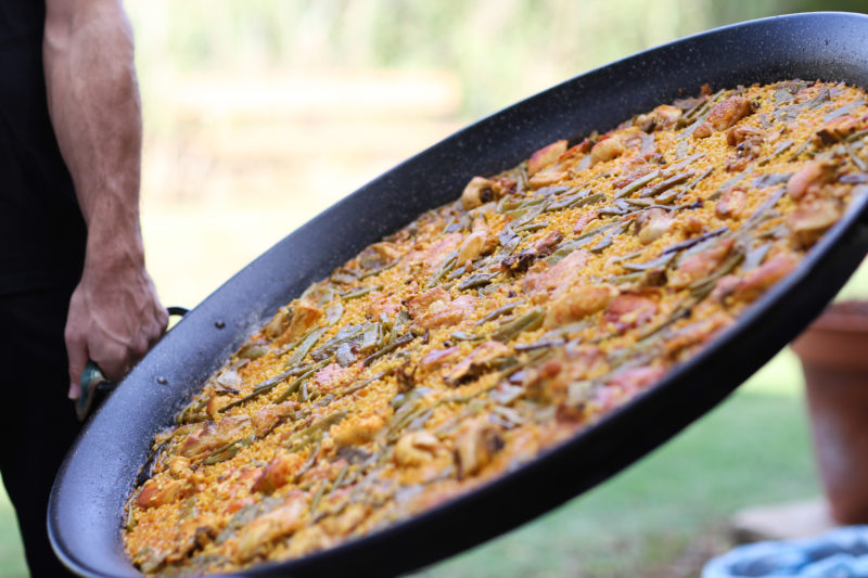 paella, große pfanne, meeresfrüchte, reis, valencia