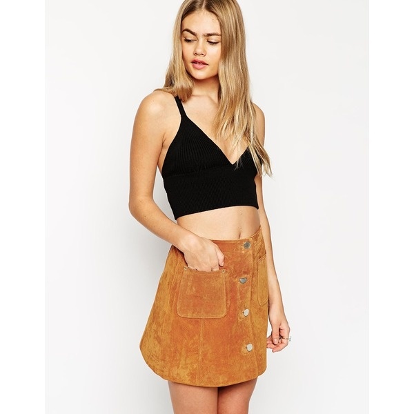 ASOS - Geripptes Bustier - Schwarz crop top