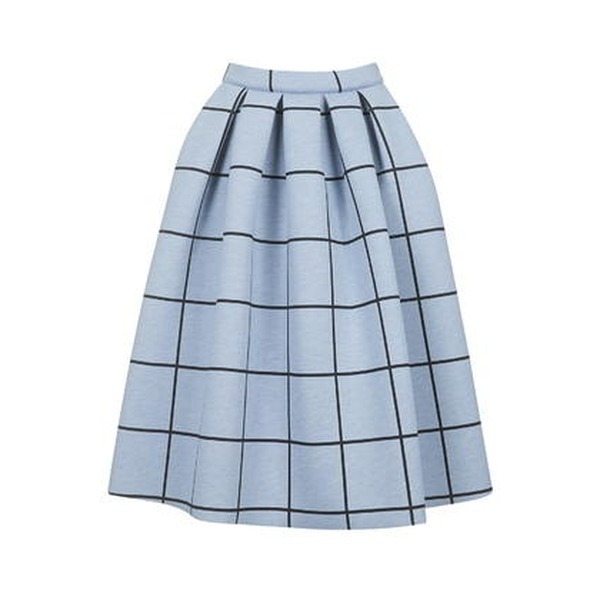 Topshop - Gebondeter Midirock mit Gittermuster - Pastellblau
