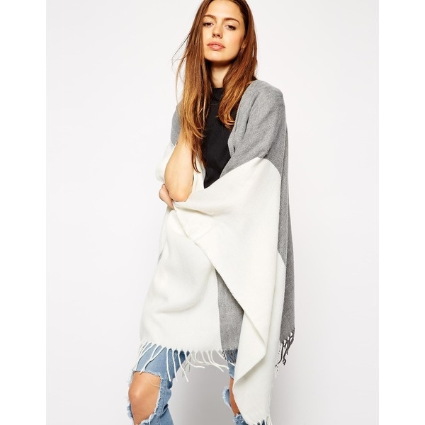 ASOS - Cape in Blockfarben - Weiß grau