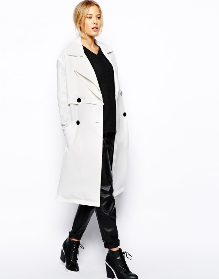 ASOS - Zweireihiger Trenchcoat - Weiß