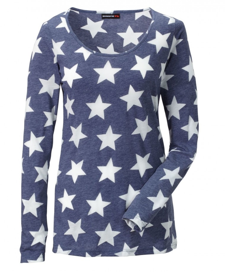 Langarmshirt, Sterndruck von ROCKGEWITTER - Blau