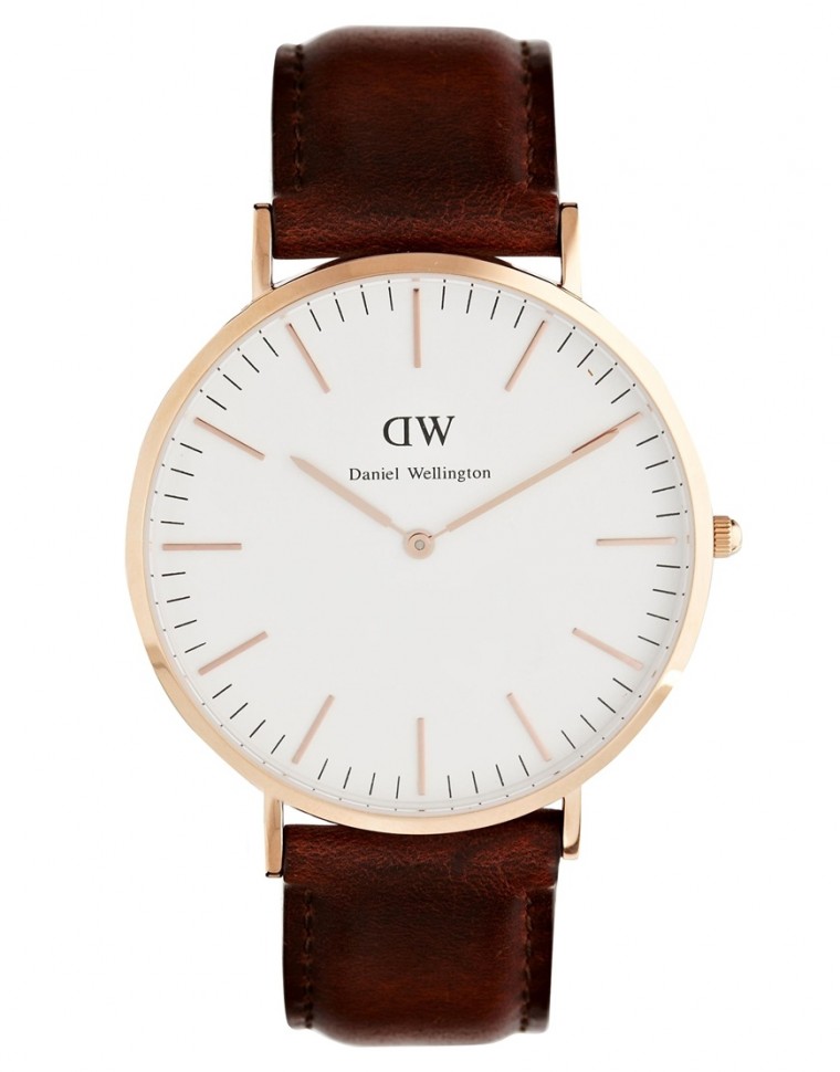 Daniel Wellington - St Andrews - Roségoldene Armbanduhr mit braunem Lederarmband - Braun