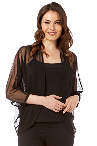 Roman Originals Damen Blazer Chiffon Jacke Schwarz Size