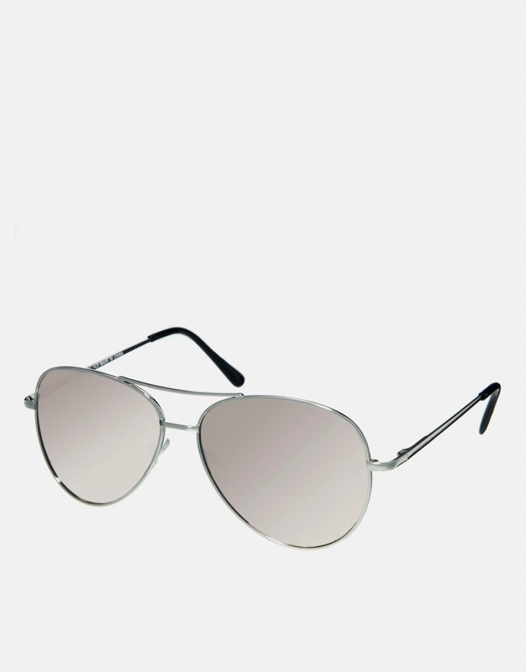 ASOS - Silberfarbene Pilotensonnenbrille mit verspiegelten Gläsern - Silber