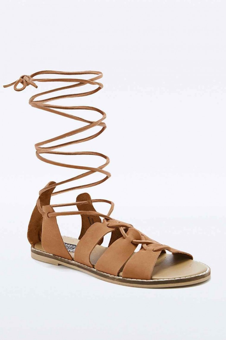 Deena & Ozzy Capri Lace Up Sandals in Tan