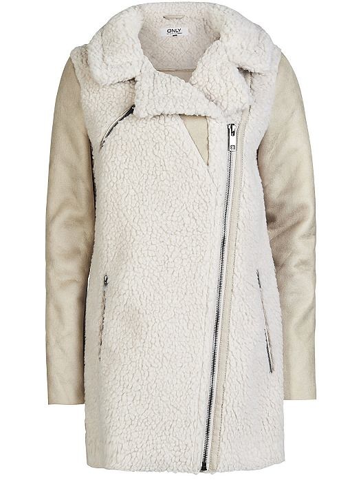 Only PAIGE SHERPA BIKER OTW, Oatmeal teddy jacket jacke