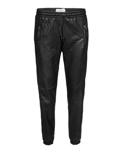 VERO MODA Jogginghose in Lederoptik 'Delta Butter' schwarz