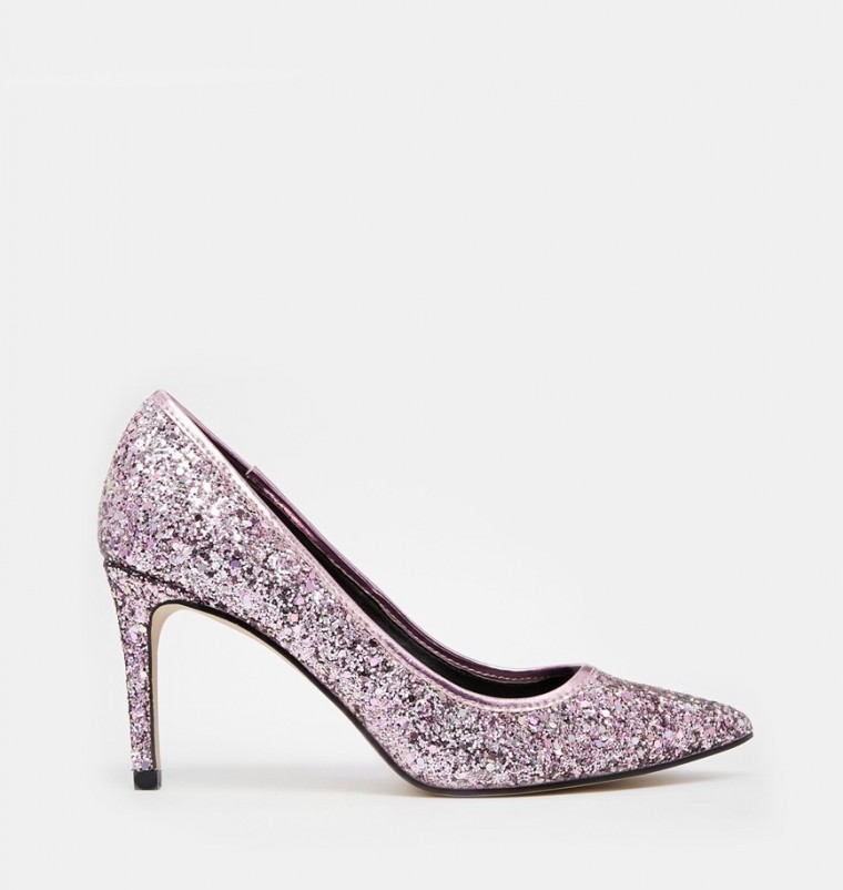 High heels ASOS - SOUTHY - Spitz zulaufende Absatzschuhe - Rosa glitzernd