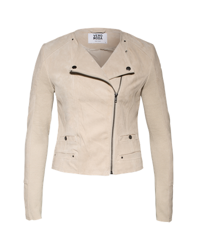 VERO MODA Bikerjacke mit Leder 'Forever' beige