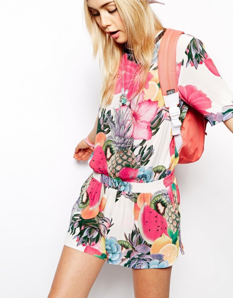 Jaded London Minishorts mit bedruckten Früchten Mehrfarbig