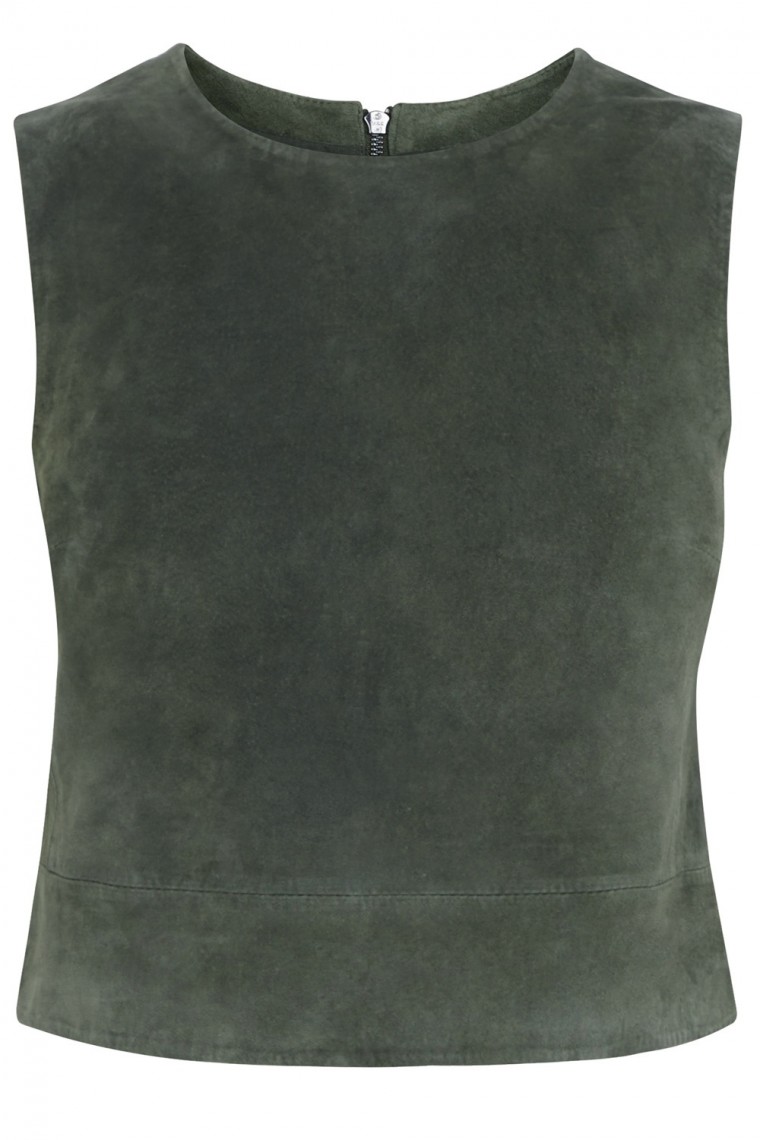 oasis Suede Crop Top khaki grün wildleder