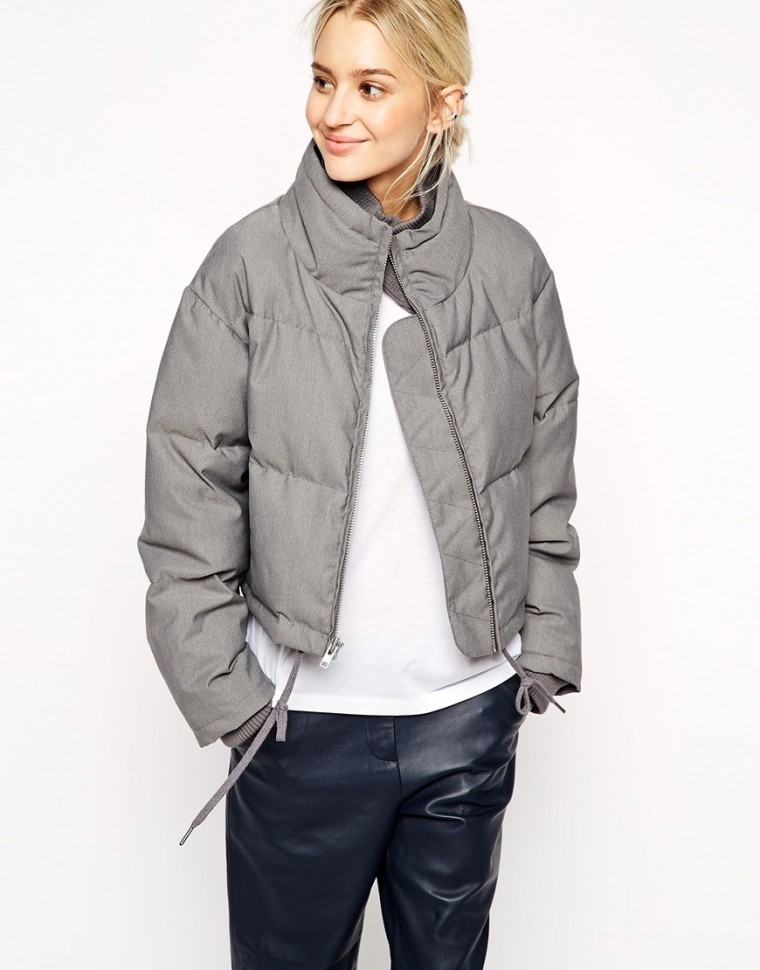 asos white daunen jacke Kalkgraue Steppjacke  Grau