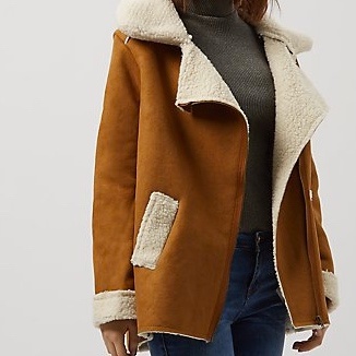Kamelbraune Biker-Jacke mit Lammellfutter new look braun beige
