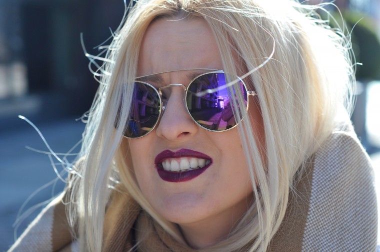 Lilafarbene runde Sonnenbrille mit Steg aus Metall new look gespiegelte sonnenbrille lila new look 60 blogger