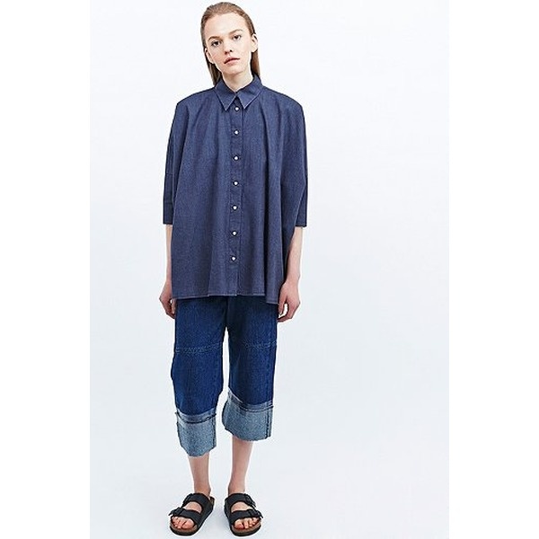 MM6 Oversized-Chambray-Jeanshemd in Marineblau