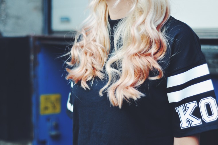 peach pastel pink hair dip dye