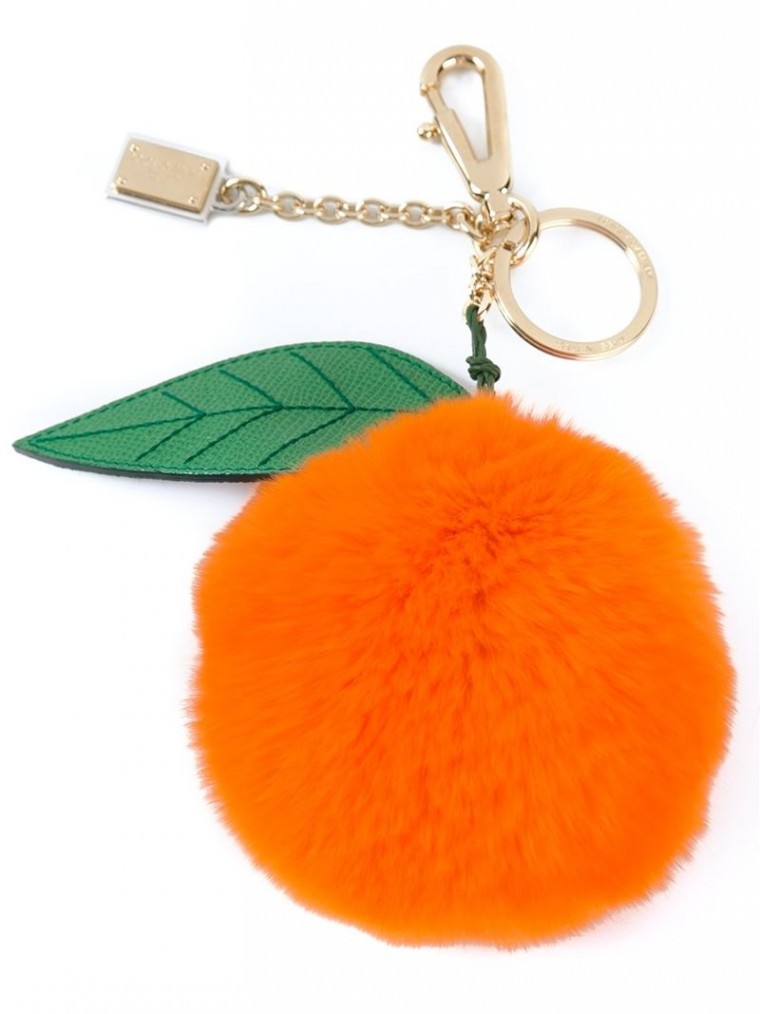 DOLCE & GABBANA orange pom pom keyring