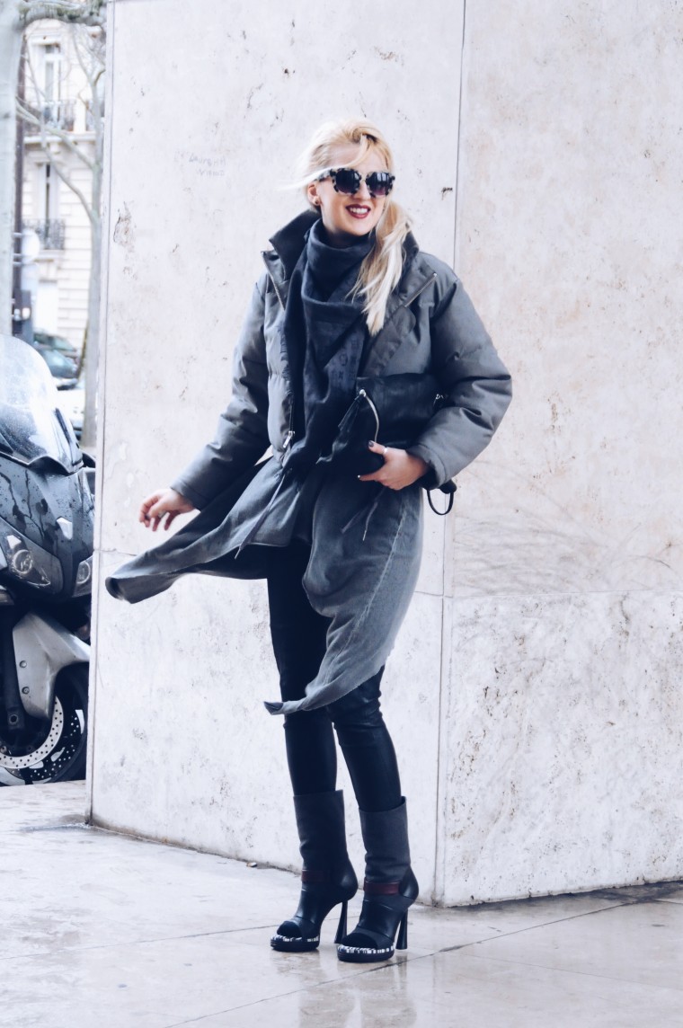 streetstyle paris fashion week palina pralina blogwalk haute couture 2015 look streetstyle fashion mode blogger köln rtl vox shopping queen grau look grey