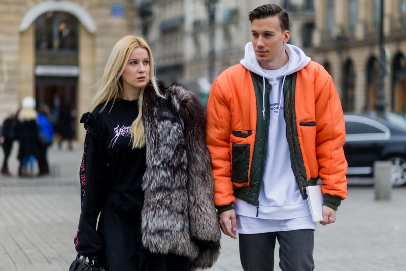 PARIS, FRANCE - JANUARY 24: Palina Pralina wearing fur coat, Vetements dress, Asos shoes, 3.1. Phillip Lim bag outside Alexis Mabille on January 24, 2017 in Paris, Canada. (Photo by Christian Vierig/Getty Images) *** Local Caption *** Palina Pralina